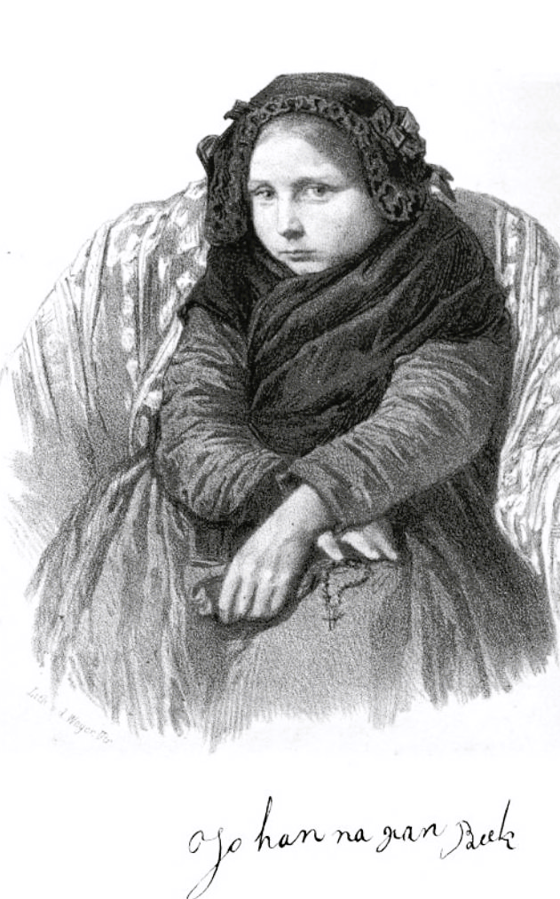 Portret van Johanna van Beek die in werd gered na enkele dagen rondgedobberd te hebben 