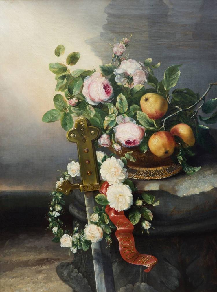 Appels en rozen, geschilderd door Anna Francisca de Rijk