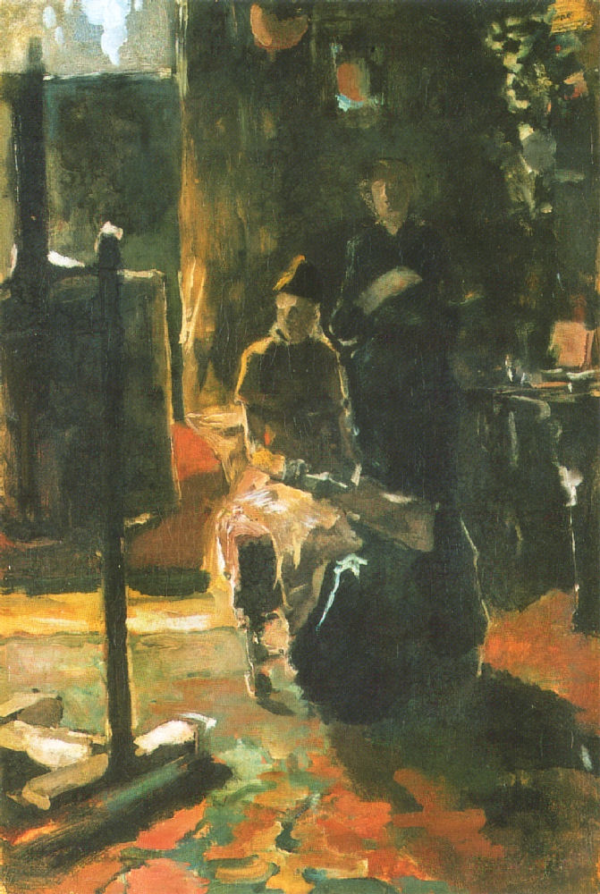 In haar atelier